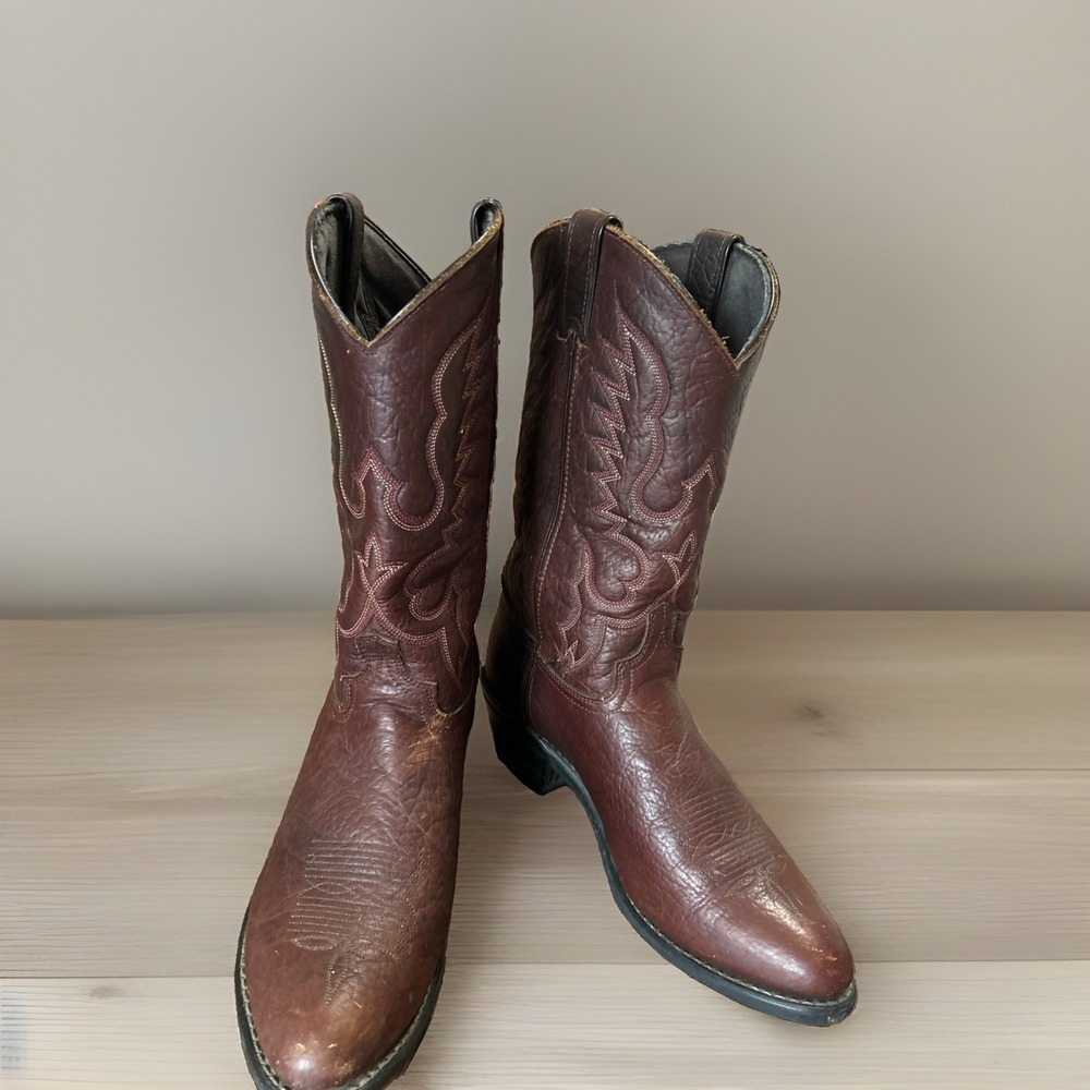 Abilene Western Boots Men's 12 D Brown Bison USA #6404